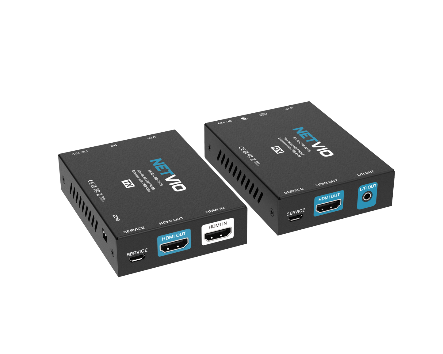 Netvio EX-TS-USB-70-10 | 70m 4K HDMI & USB KVM Extender with PoC