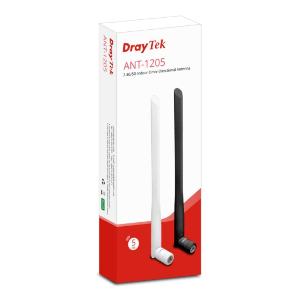 DrayTek 5dB High Gain Wi Fi Dual Band Omni Directional Aerials, 2.4GhHz and 5GHz Bands, White: PAIR 1