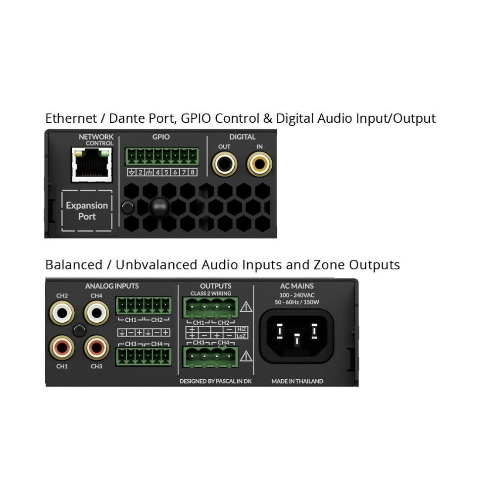 RTI 4 Channel 125W DSP Matrix Audio Amplifier With 2 Channel 100V Line, 250W 3