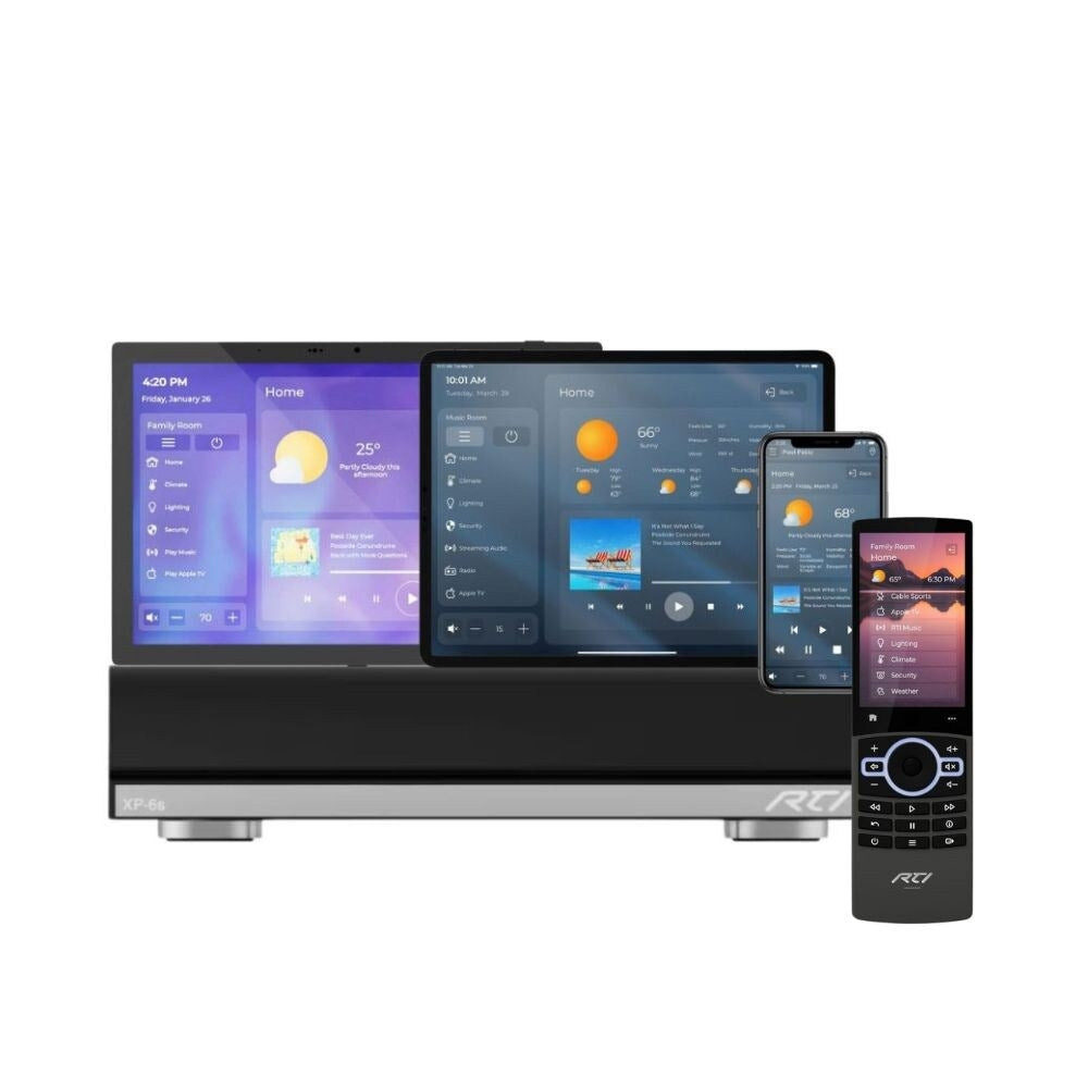 RTI Evaluation System, XP-6s Control Processor, iPad License, 3 vIRsa IR Emitters and 3.5mm Mini Plug With Choice of Different User Control Interfaces: SET 6