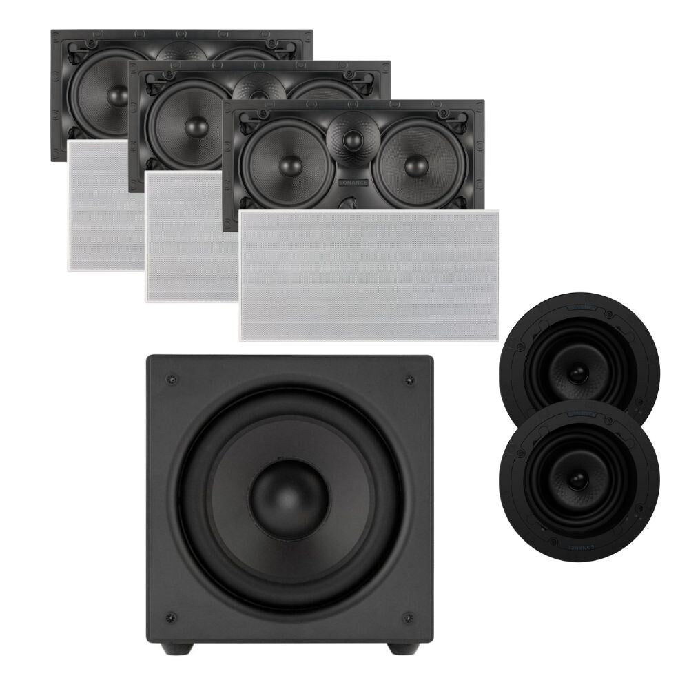Sonance K2 In-Wall Cinema Bundle With VX62 LCRs and VX62R Round Speakers and S10i Active Subwoofer: SET