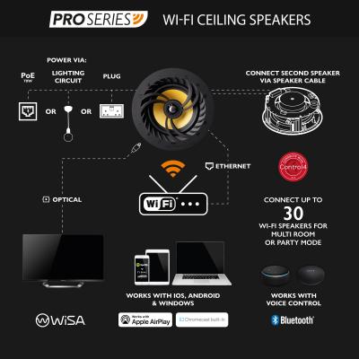 Lithe Audio 06501 Pro Series Bathroom WiFi In-Ceiling Speaker
