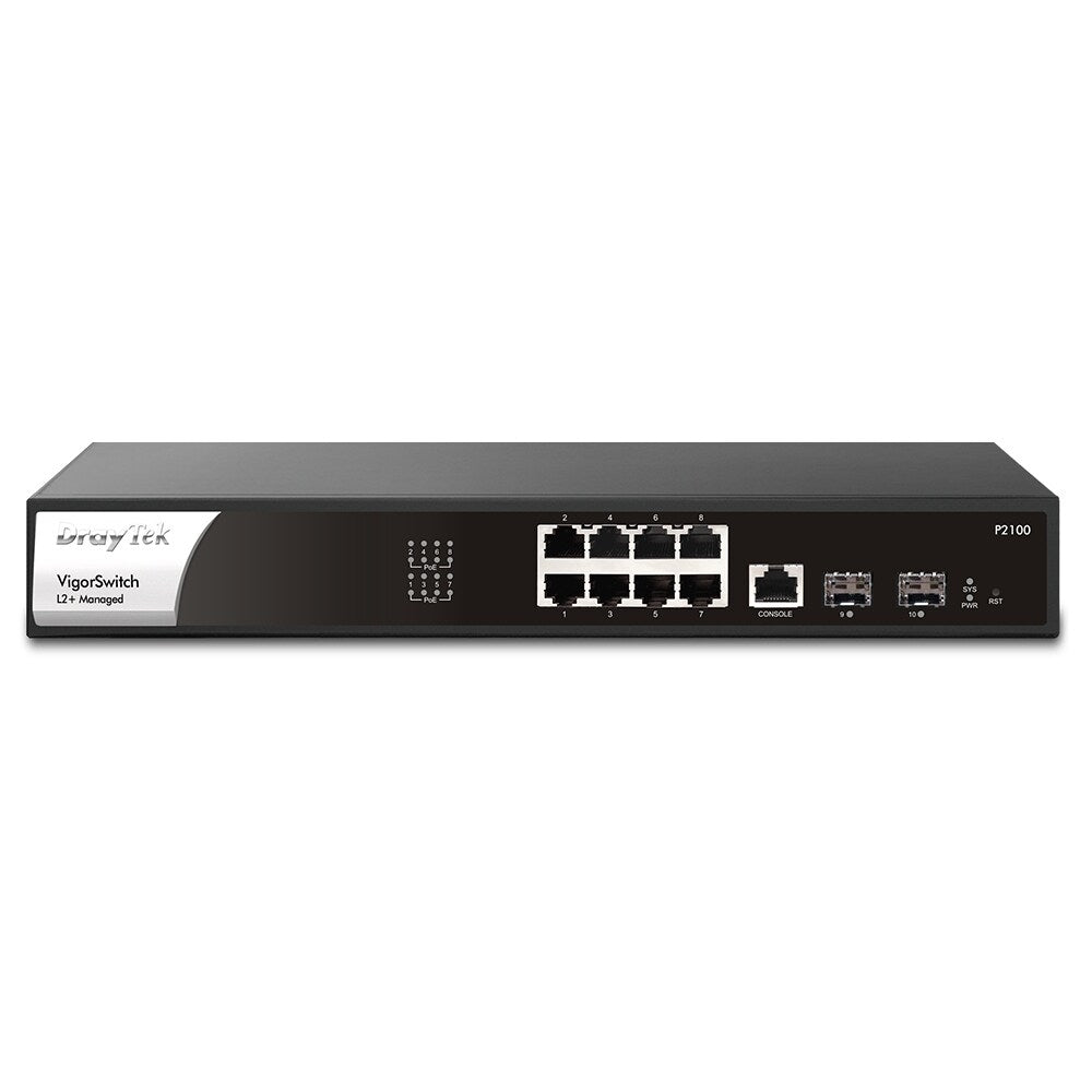 DrayTek Layer 2 Managed PoE+ Switch with 8 Gigabit RJ-45 Ports + 2 SFP ...