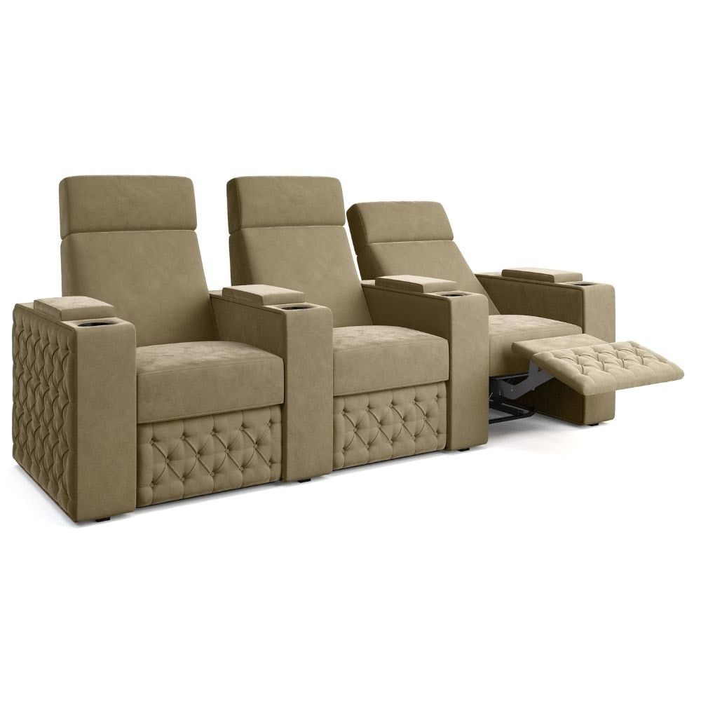 Moovia Chesterfield Essentials 2 or 4 Seat Cinema Chair with Love Seat in Dekoma Sorono Velvet 104