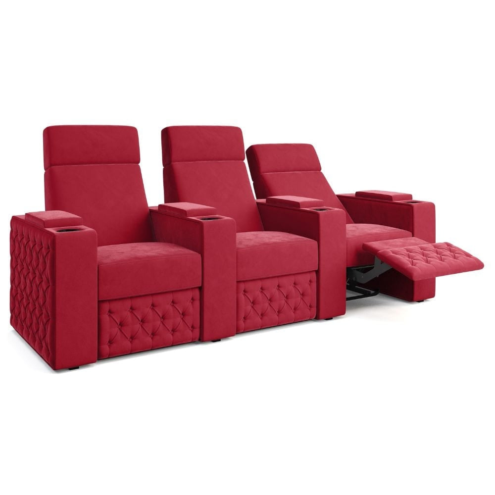 Moovia Chesterfield Essentials 2 or 4 Seat Cinema Chair with Love Seat in Dekoma Sorono Velvet 117