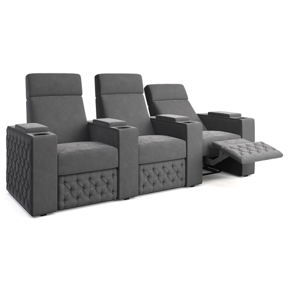 Moovia Chesterfield Essentials Single, Double, Triple or 4 Seat Cinema Chair in Dekoma Sorono Velvet 75