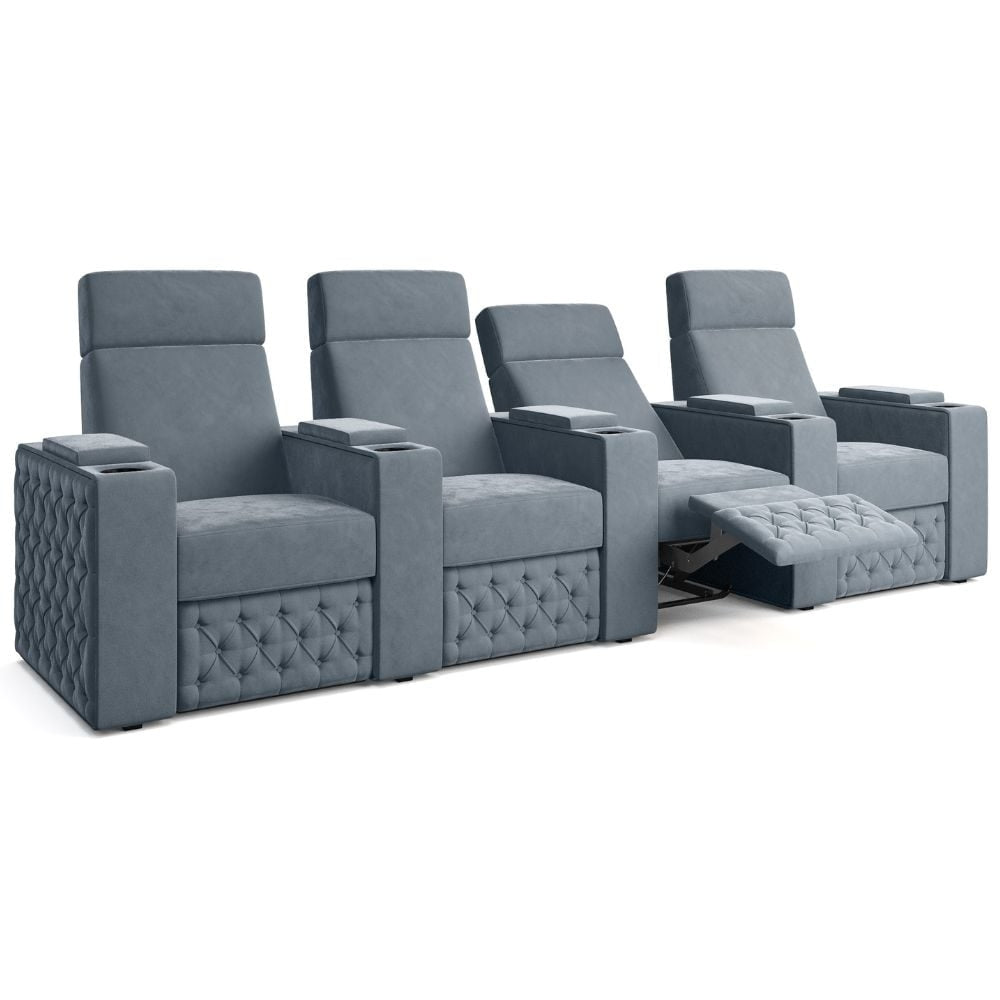 Moovia Chesterfield Essentials Single, Double, Triple or 4 Seat Cinema Chair in Dekoma Sorono Velvet 90