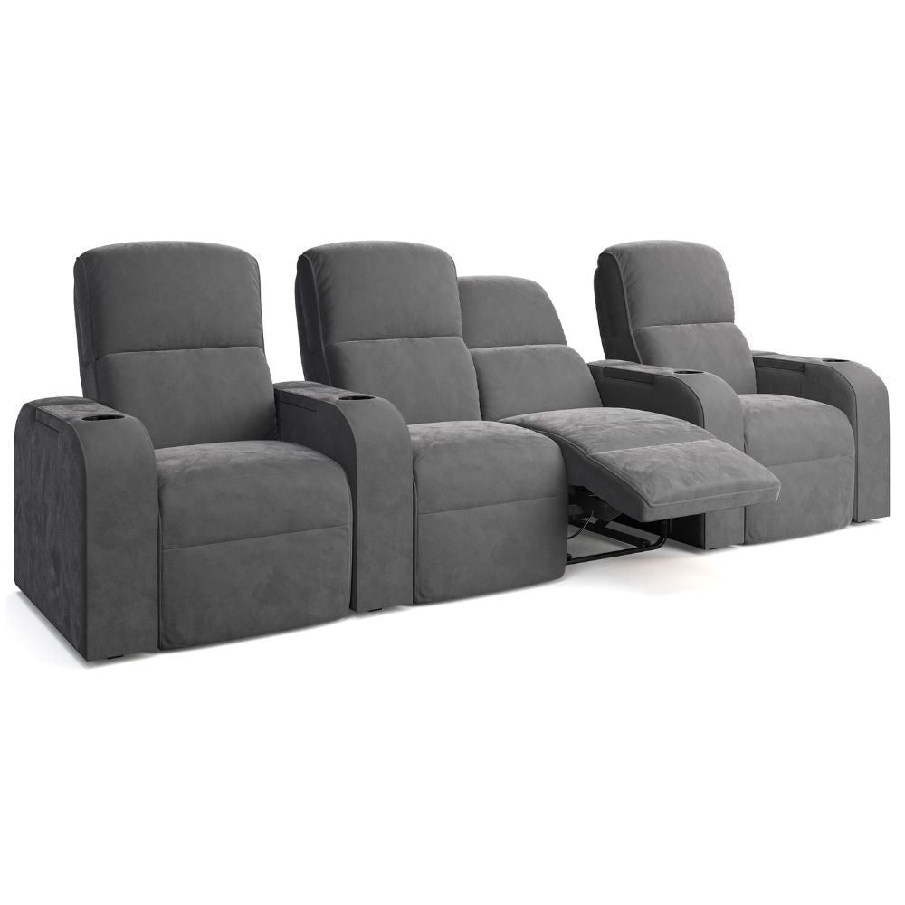 Moovia Dallas Essentials 2 or 4 Seat Cinema Chair with Love Seat in Dekoma Sorono Velvet 84