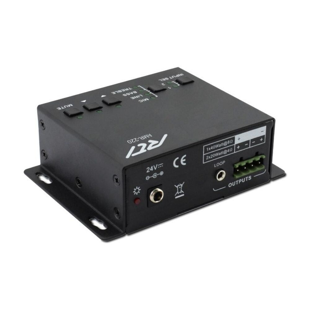 RTI AMR-220 2 Channel Mixer Amplifier With RS-232 Control Port, 20W 2