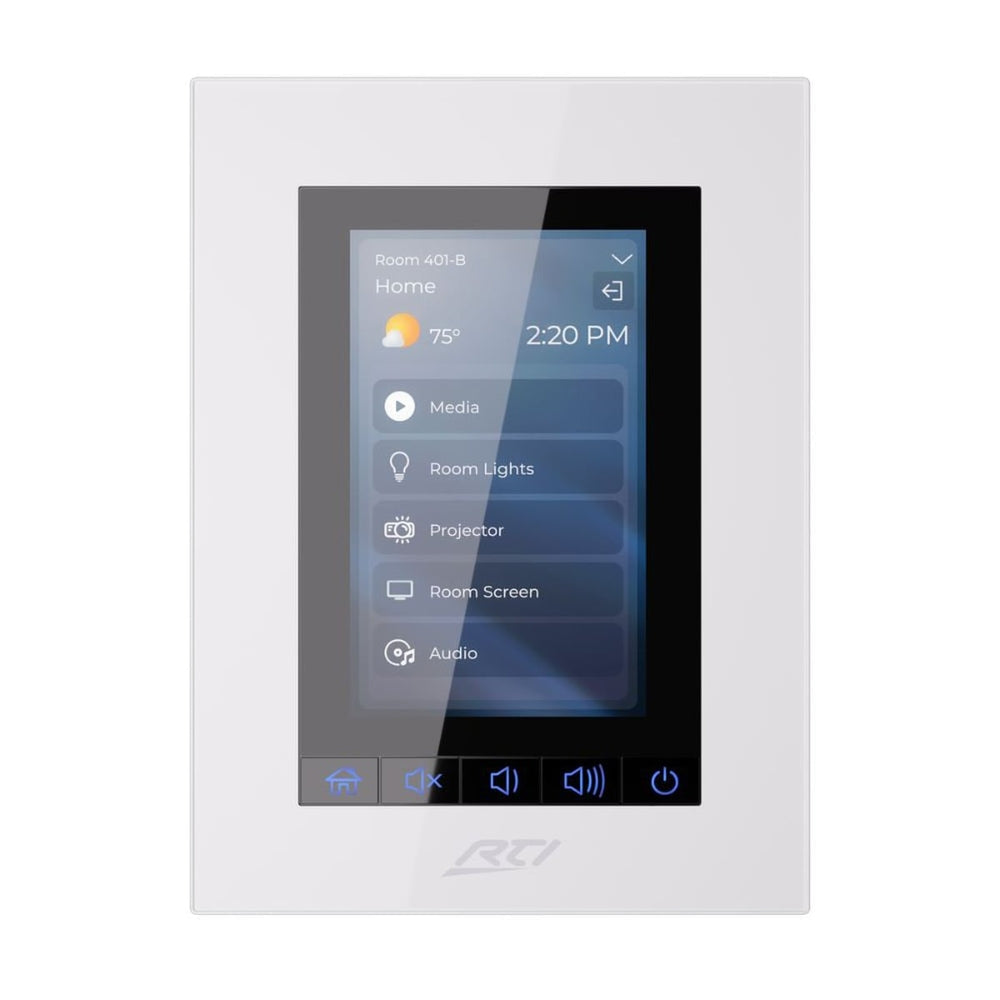 RTI KX Series Colour Touch Screen In-Wall Universal System Controller With Programmable Hard Buttons, White 1