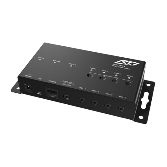 RTI PCM-4 Four Port Expansion Control Module With Ethernet, Four I/O Ports and 12V DC Trigger Output, Black 