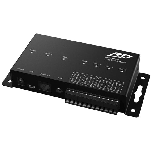 RTI RCM-4 Ethernet Enabled Relay Control Module With 4 Individually Addressable Relays, Black 
