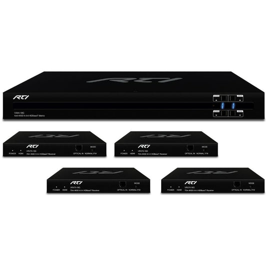 RTI VX44-18G-KIT 4x4 HDMI 4K 60Hz 4:4:4 HDBaseT&trade; Matrix Switch Kit With 4x HDMI HDBaseT&trade; Receivers: SET 