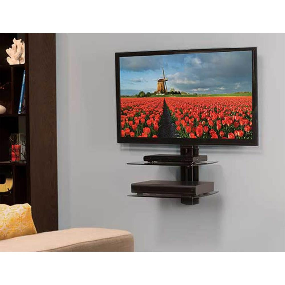 Sanus VF3012 Vertical Series Glass Two Shelf Unit For Under Wall Mounted TVs, Black  2