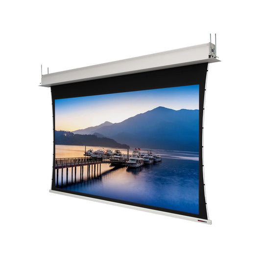 Screen Research In Ceiling Comprehensive Portfolio of Motorised Drop Down Screens With Black or White Casing 