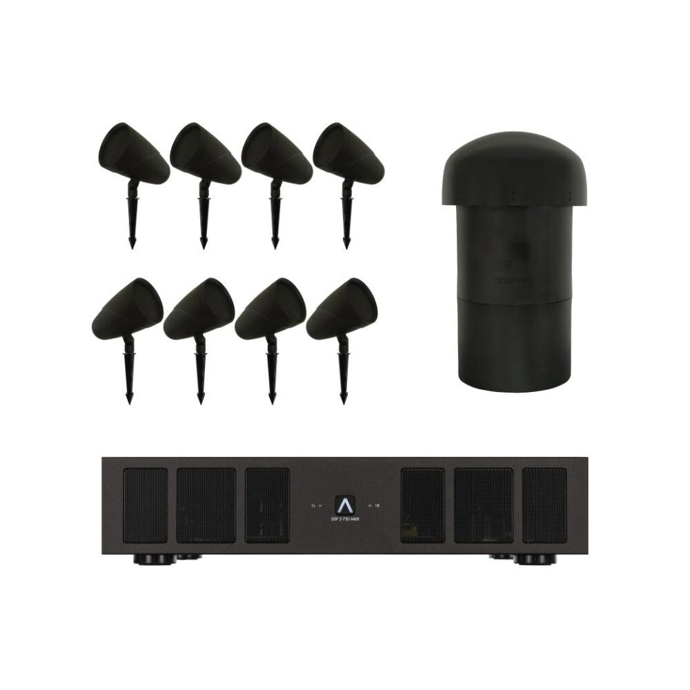 Sonance Landscape 8.1 System Bundle With Amplifier, Subwoofer, Satellite Speakers and Ground Spike: SET 