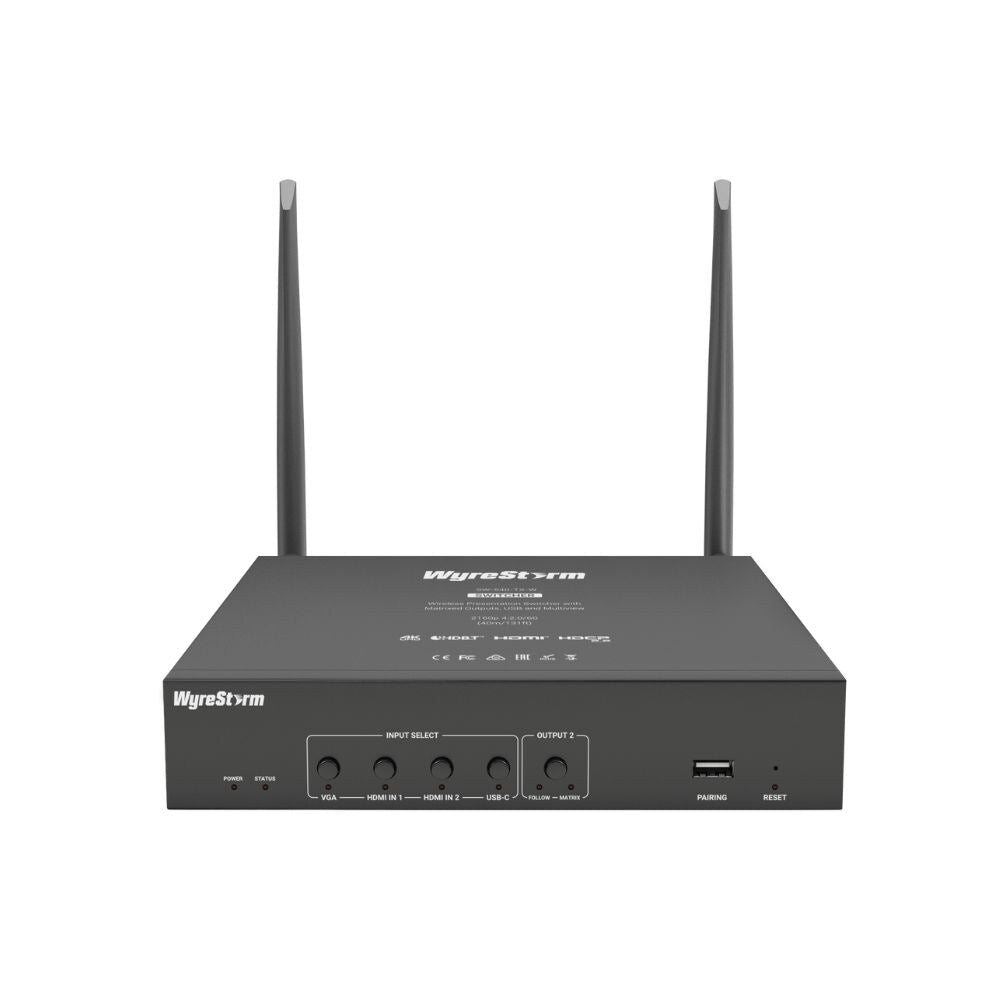 WyreStorm 4 Input 4K30 40m HDBaseT Presentation Switcher With Matrix Outputs, USB 2.0, Multiview and Wireless Casting  1