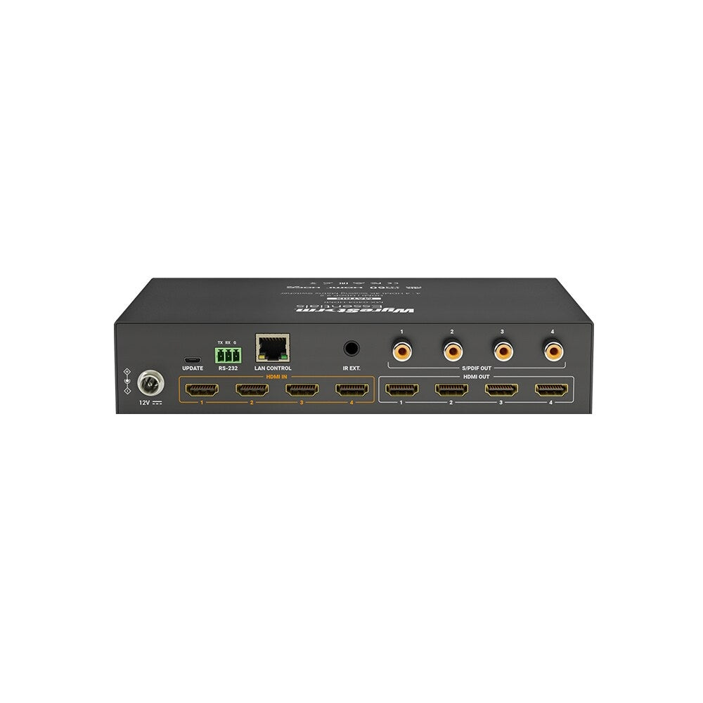 WyreStorm 4K HDR 4:4:4 60Hz 4x4 HDMI Matrix With Scaling Outputs and Audio De-Embed 