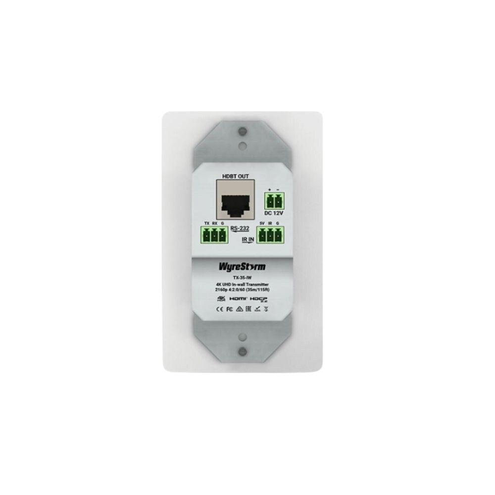 WyreStorm 4K UHD HDBaseT In Wall Transmitter, 1 Gang, 4K: 35m or 1080p: 70m  1