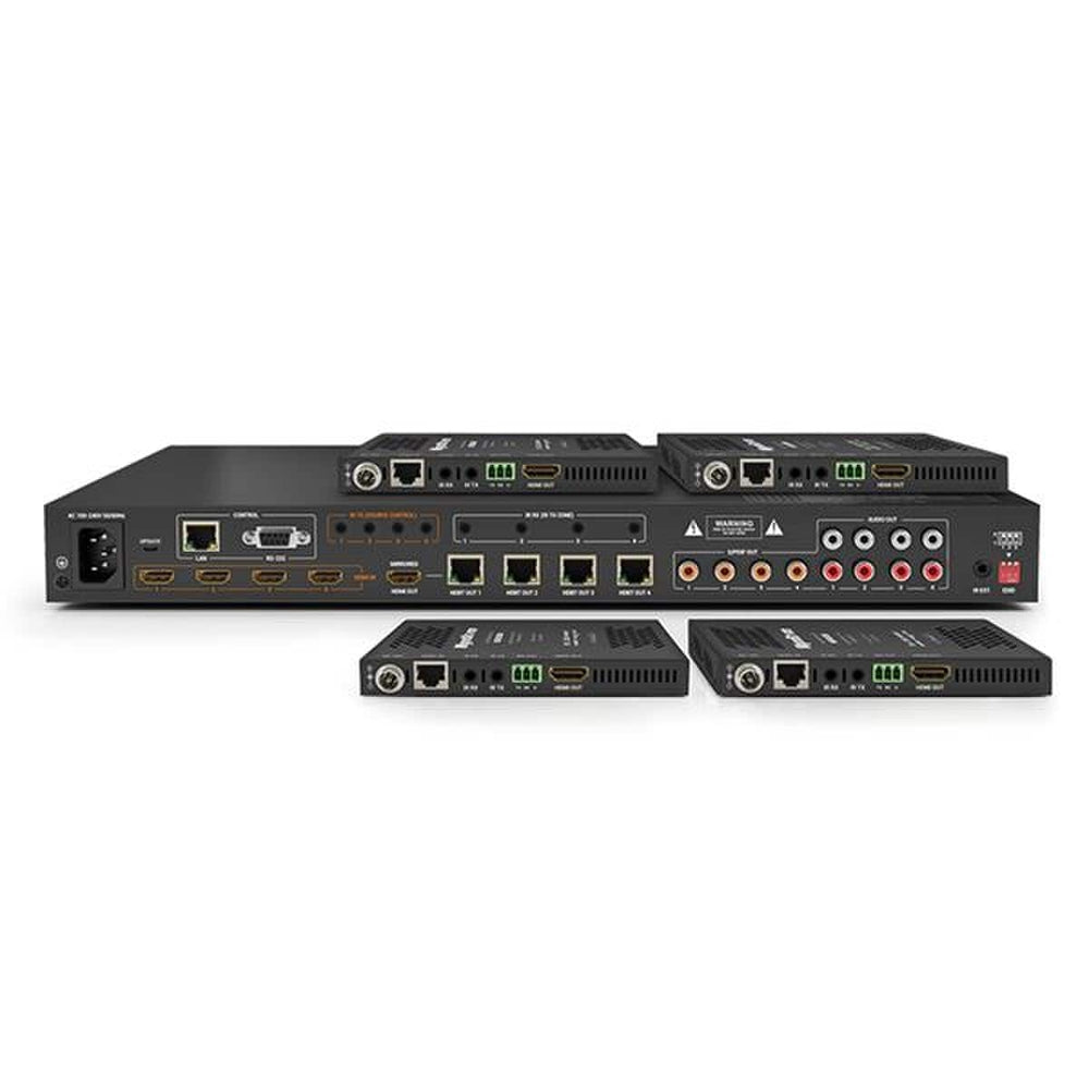 WyreStorm MXV 4K HDR 4:4:4 60Hz HDBaseT 4 x 4 Matrix Switch With 4 Receivers and Audio De-Embed, 35m 